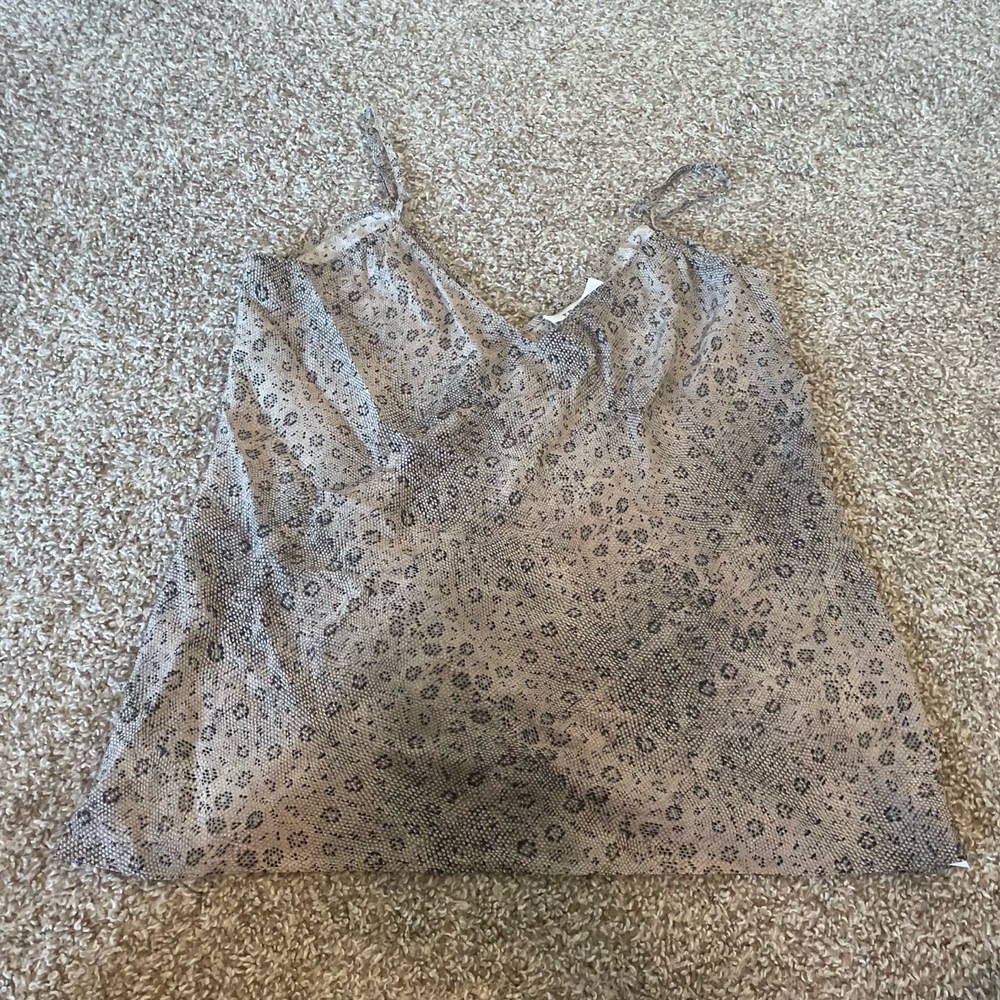 FRAME Womens‎ Beige Grey Animal Print Satin Adjustable Top Size XL